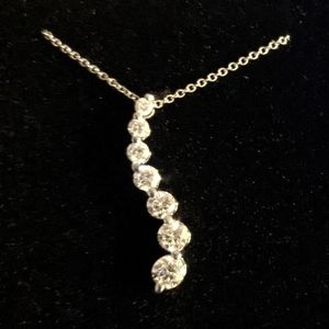 14kt white gold diamond journey pendant with chain